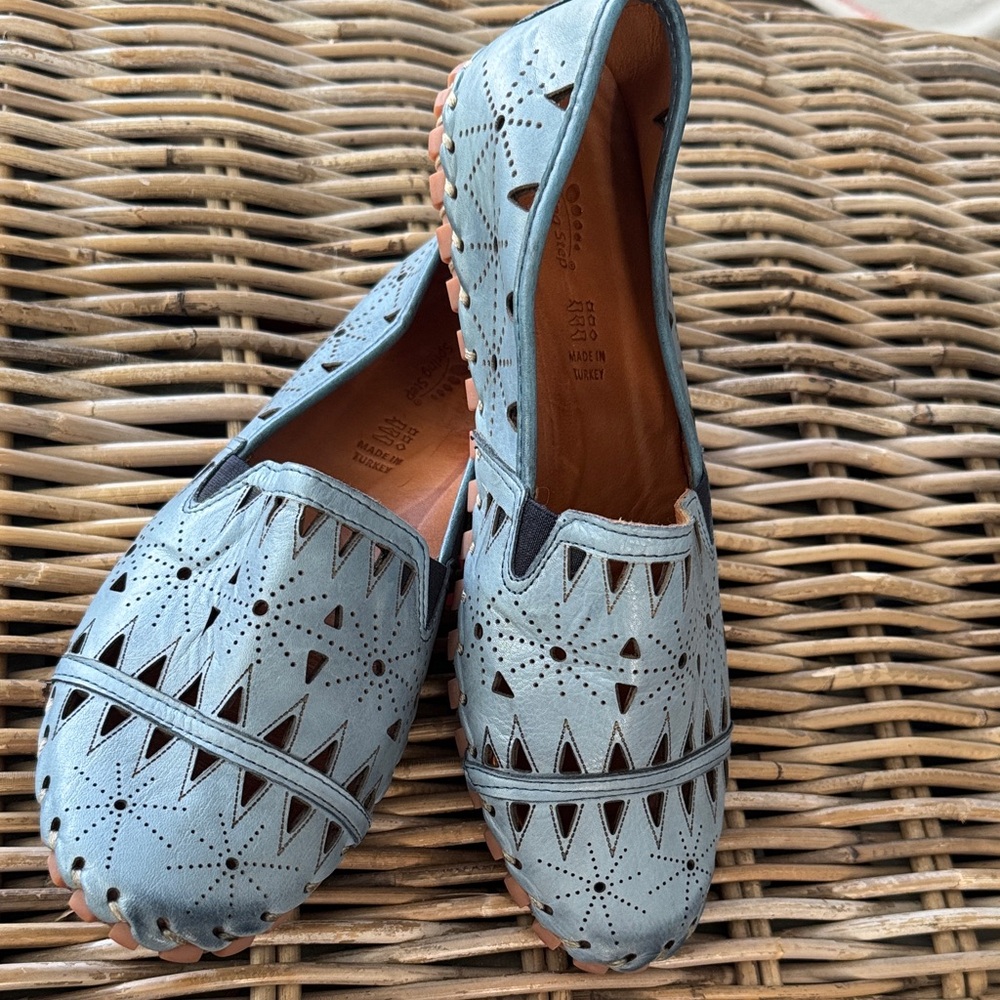 Spring Step Perforated Light Blue Loafers